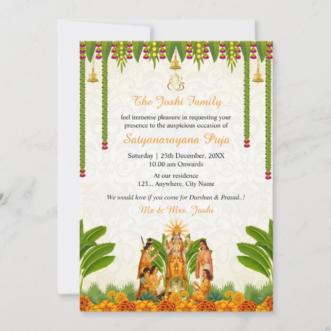 Satyanarayan Bhagwan Katha Invitation Card (Front)