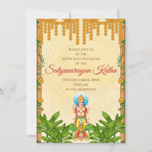 Satyanarayan invitation Indian puja invite