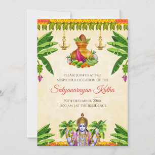 Satyanarayan invitation Indian puja invite