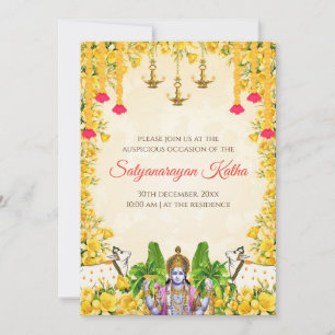 Satyanarayan pooja invitation Indian puja invite
