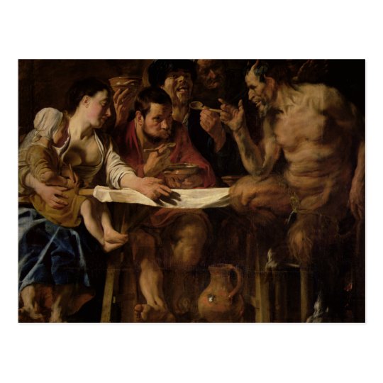 Satyr and Peasant, 1620 Postcard