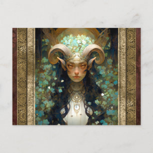 Satyr Elf Woman Fantasy Art Postcard