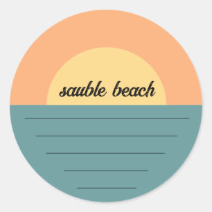 Sauble Beach Ontario Canada Retro lake beach sun Classic Round Sticker