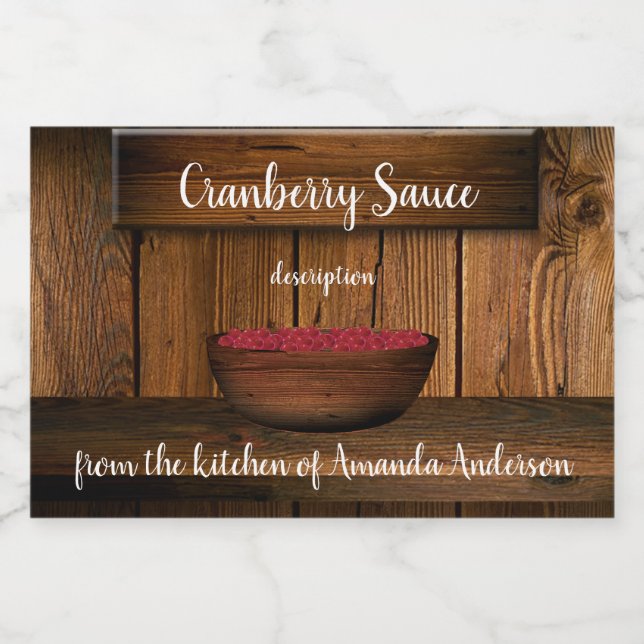 Sauce canneberge Bois rustique Étiquette de produi (Étiquettes simples)