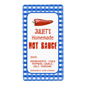 Sauce chaude maison Votre nom Blue Checks Custom