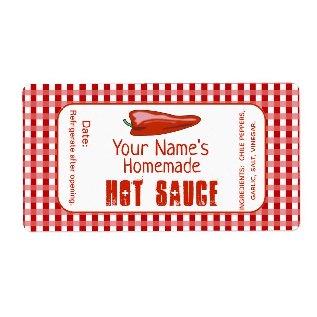 Sauce chaude personnalisée Étiquettes Cuisine mais (Devant)