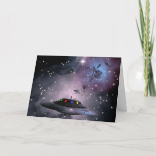 Saucer in space card