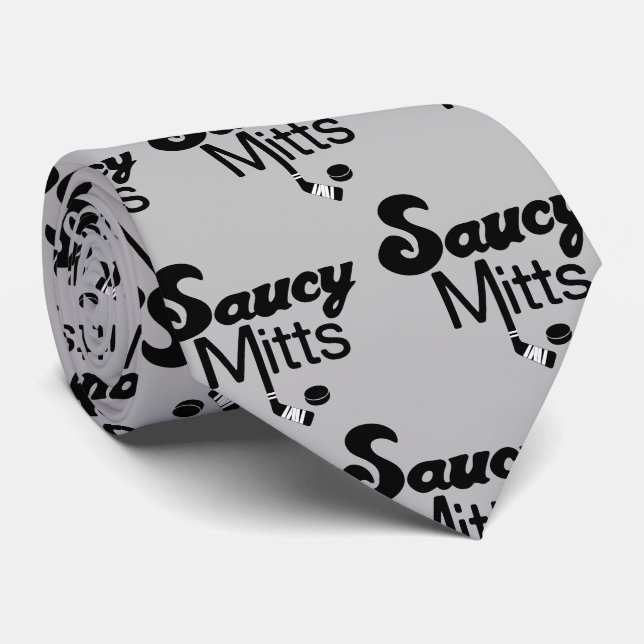 Saucy Mitts Hockey Tie Black hockey stick (Rolled)