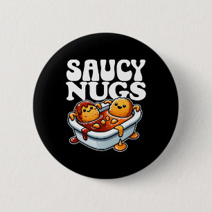 Saucy Nugs Cartoon Food Funny Bbq Sauce Chicken Nu 2 Inch Round Button