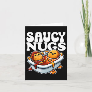 Saucy Nugs Cartoon Food Funny Bbq Sauce Chicken Nu Card