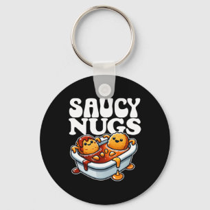 Saucy Nugs Cartoon Food Funny Bbq Sauce Chicken Nu Keychain