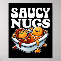 Saucy Nugs Cartoon Food Funny Bbq Sauce Chicken Nu