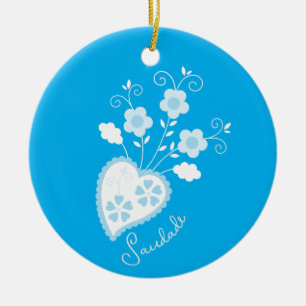Saudade means I miss you Portuguese heart Ceramic Ornament