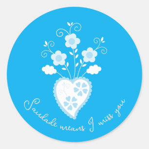 Saudade means I miss you Portuguese heart Classic Round Sticker