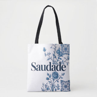 Saudade Portuguese Tote Bag – Blue Azulejo Floral 