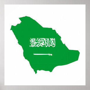 saudi arabia country flag shape map symbol poster