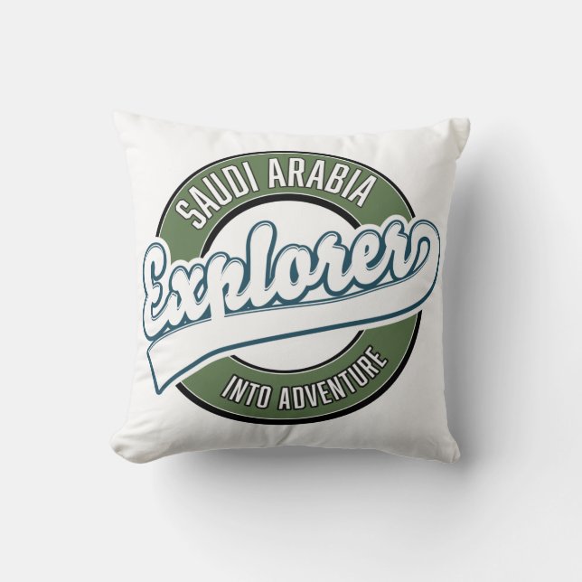 Saudi Arabia explorer into adventure logo Classic  Throw Pillow (Front)