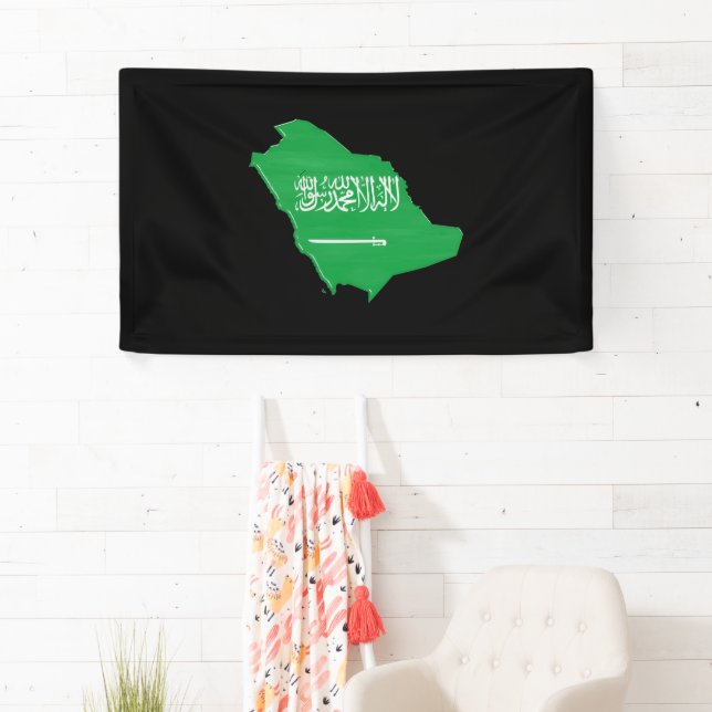 Saudi Arabia flag and map Banner (Insitu)