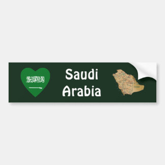 Saudi Arabia Flag Heart + Map Bumper Sticker