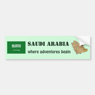 Saudi Arabia Flag + Map Bumper Sticker