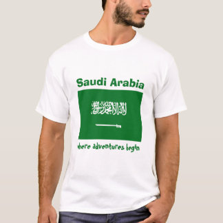 Saudi Arabia Flag + Map + Text T-Shirt