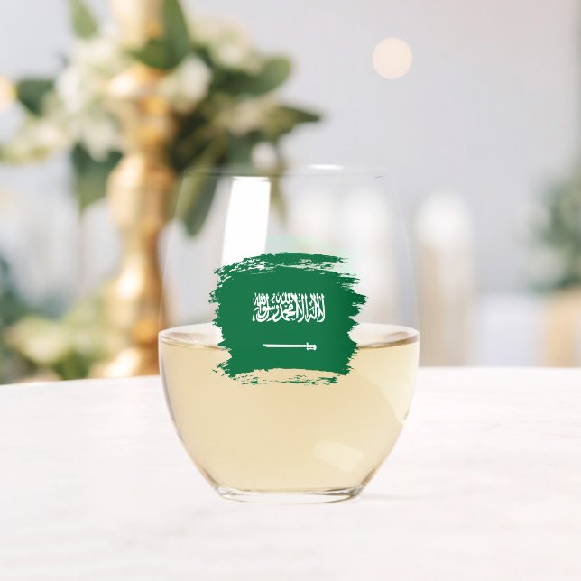 Saudi Arabia flag Stemless Wine Glass (Insitu (Wedding))