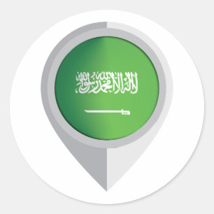 Saudi Arabia Pin Location Flag Classic Round Sticker