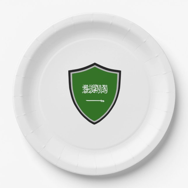 Saudi Arabia shield flag paper plate (Front)