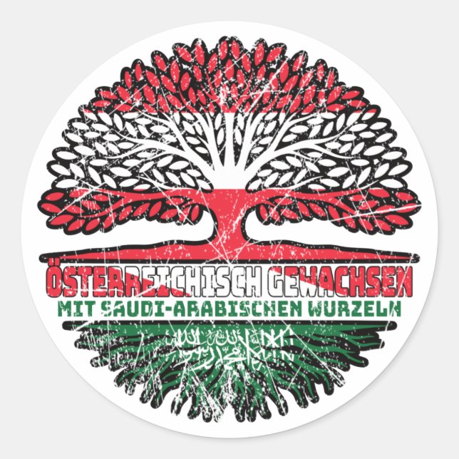 Saudi-Arabien Saudi-arabisch Österreich Classic Round Sticker (Front)