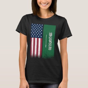 Saudi Flag  USA And Saudi Arabia Flags Proud T-Shirt