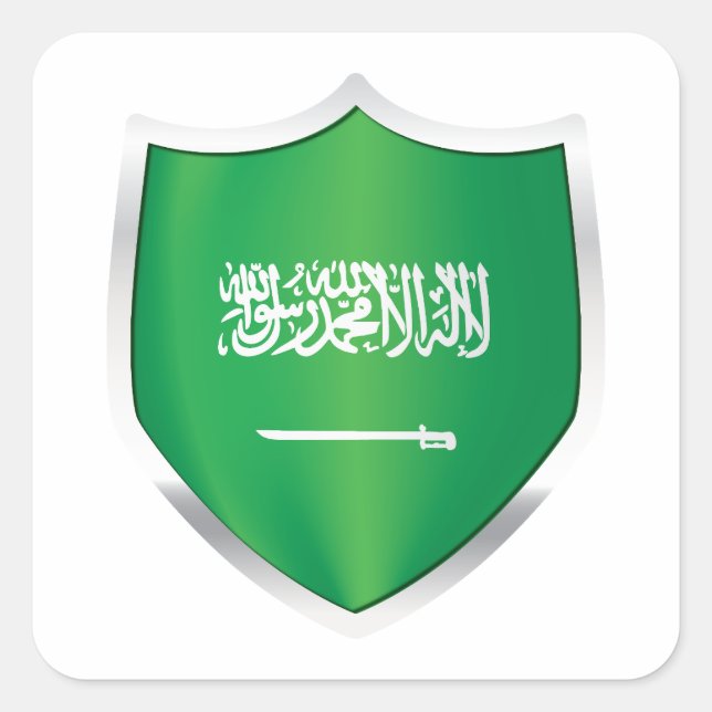 Saudi Silver Shield Flag Square Sticker (Front)