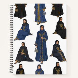 Saudi Women in Colourful Abayas Pattern Notebook
