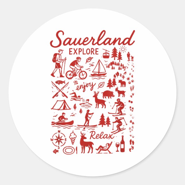 Sauerland Accessory Travel Or Hiking In The Sauerl Classic Round Sticker (Front)