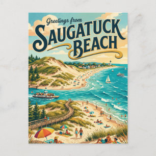 Saugatuck Beach Michigan Postcard