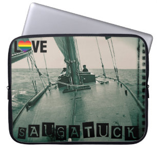 Saugatuck Michigan Sailing  Rainbow Vintage 1910 Laptop Sleeve