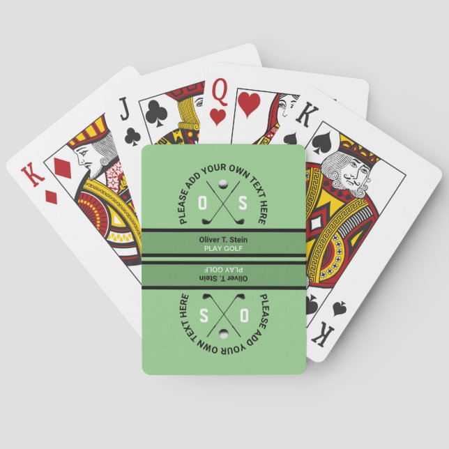 sauge Golf cartes à jouer avec nom de golfeur (dos)