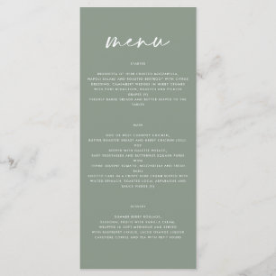 sauge vert simple élégant script menu mariage