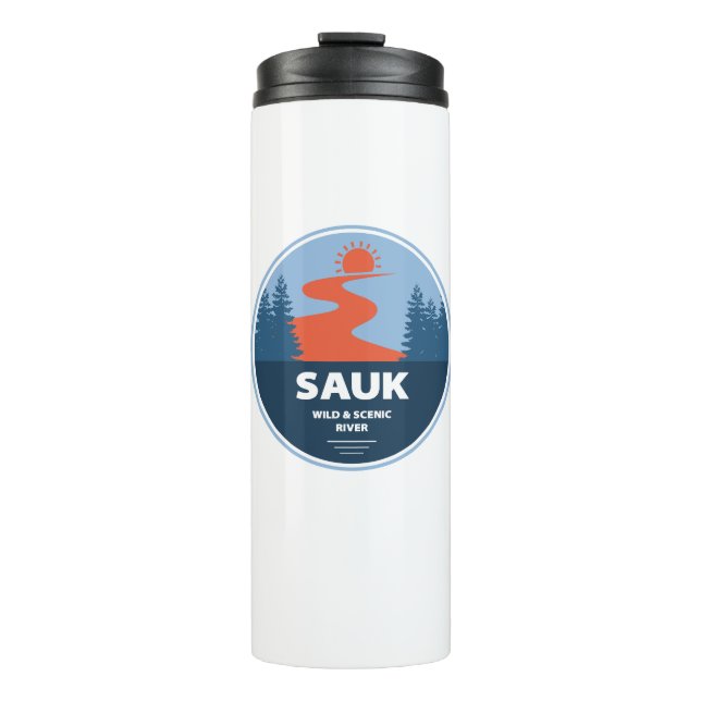 Sauk Wild And Scenic River Washington Thermal Tumbler (Front)