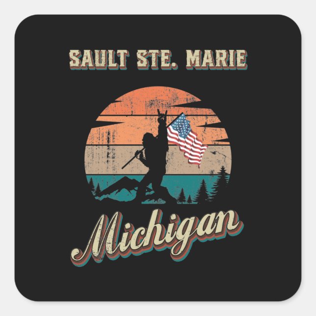 Sault Ste. Marie Michigan Square Sticker (Front)