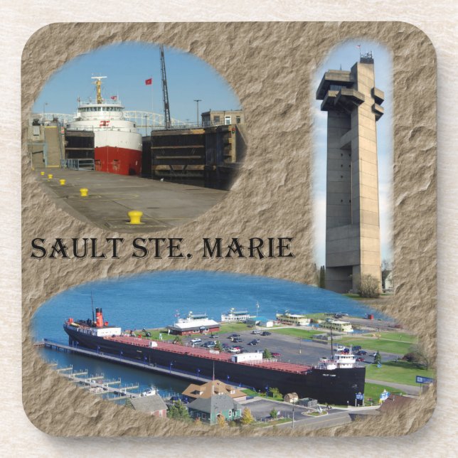 Sault Ste. Marie set of 6 plastic coasters (Front)
