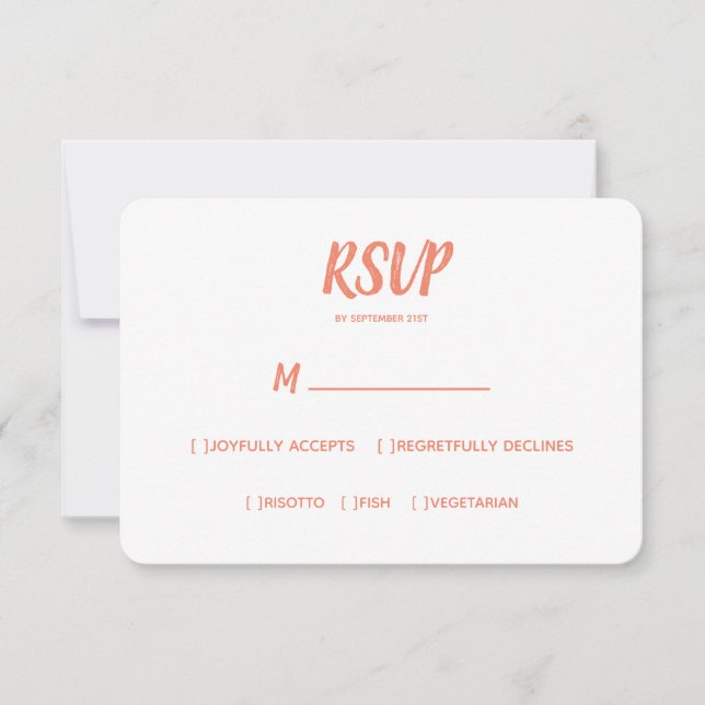 Saumon couleur minimal | Mariage RSVP Meal Choice (Devant)
