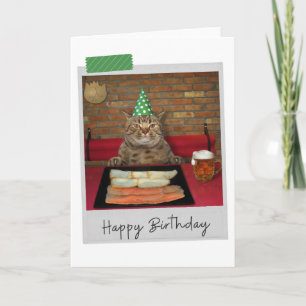 Saumon fumé Chat amusant Carte d'anniversaire