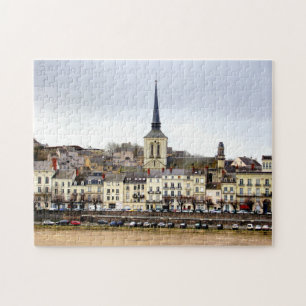 Saumur River Bank Scene Photo Puzzle with Gift Box