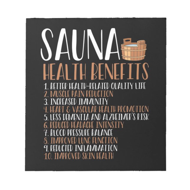 Sauna health benefits notepad (Front)
