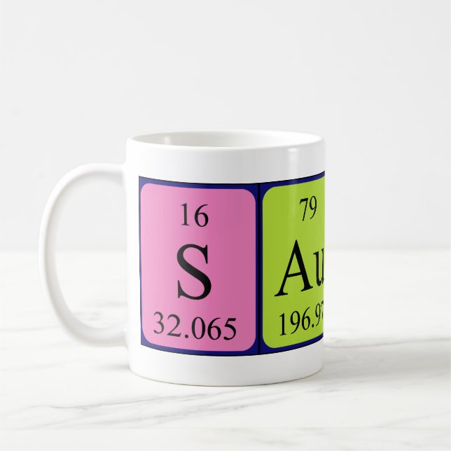 Saundra periodic table name mug (Left)