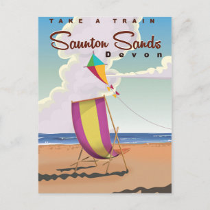 Saunton Sands Devon holiday travel poster Postcard