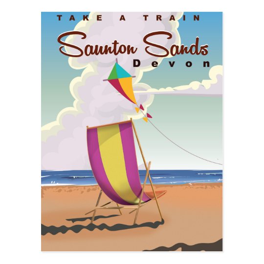 Saunton Sands Devon holiday travel poster Postcard