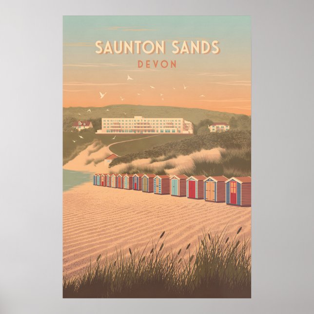 Saunton Sands Devon Travel Poster (Front)
