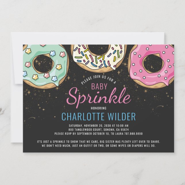 Saupoudrer bébé Donut Invitation neutre genre (Devant)