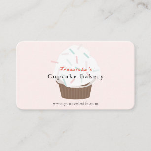 Saupoudrer Carte de visite de boulangerie rose pâl